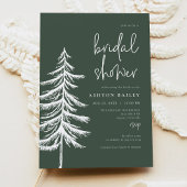 ASHフォレスト素朴グリーンパインツリーブライダルシャワー 招待状