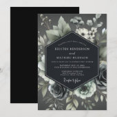 Ash Elegant Botanical Wedding 招待状 (正面/裏面)