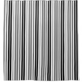 Ash Gray Black White Stripes Pattern   シャワーカーテン (正面)