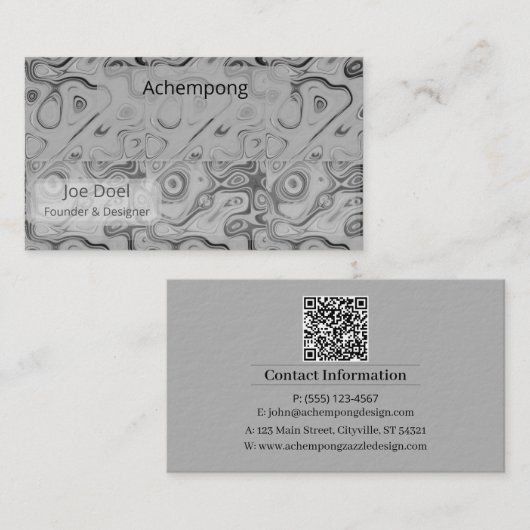 Ash Gray Opulent Abstract Luxury Business Card  名刺 (正面/裏面)