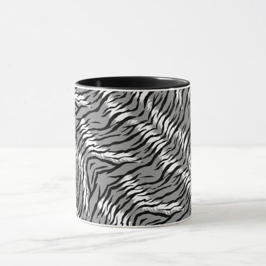 Ash Gray Tiger Skin Pattern Design  マグカップ (中央)
