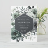 Ash Green Moody Bloom Wedding 招待状 (スタンド正面)