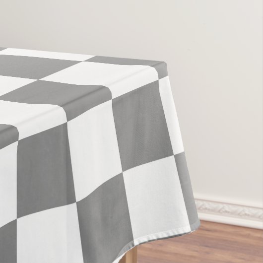 Ash Grey White Checkered Check Pattern テーブルクロス (インサイチュ)
