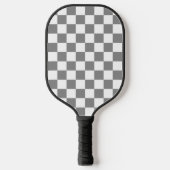 Ash Grey White Checkered Check Pattern ピックルボールラケット (正面)