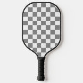 Ash Grey White Checkered Check Pattern ピックルボールラケット (裏面)