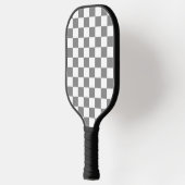 Ash Grey White Checkered Check Pattern ピックルボールラケット (左)