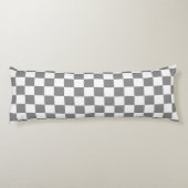 Ash Grey White Checkered Check Pattern ボディピロー (裏面)
