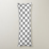 Ash Grey White Checkered Check Pattern ボディピロー (裏面 (縦))