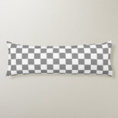 Ash Grey White Checkered Check Pattern ボディピロー (正面)