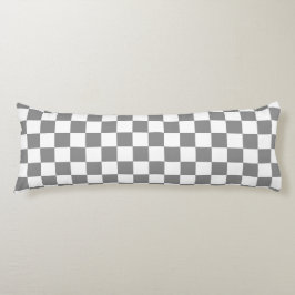 Ash Grey White Checkered Check Pattern ボディピロー