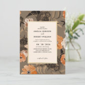 Ash Terracotta Watercolor Floral  Fall Wedding 招待状 (スタンド正面)