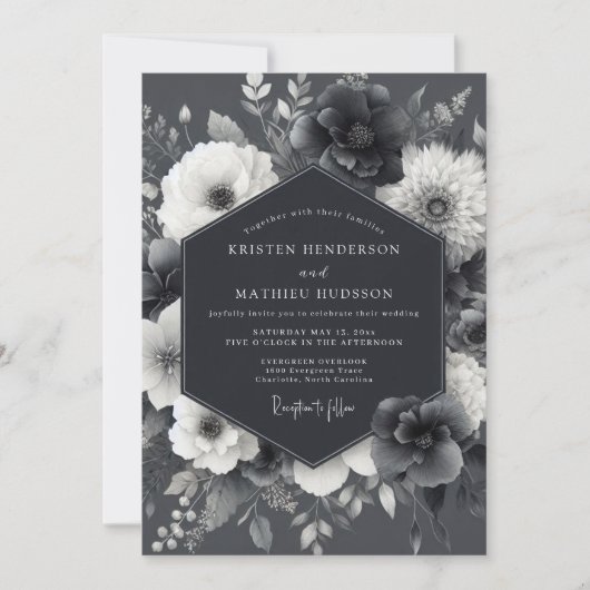Ashen Gothic Flora Wedding 招待状 (正面)