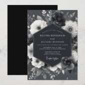 Ashen Gothic Flora Wedding 招待状 (正面/裏面)