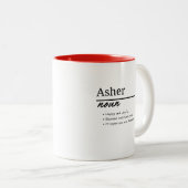 Asher、Boyのパーソナライズされた名前定義 ツートーンマグカップ (正面右)