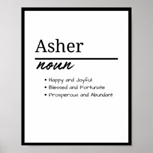 Asher、Boyのパーソナライズされた名前定義 ポスター