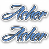 Asher Name blue Aufkleber Sticker Stickerset シール (正面)