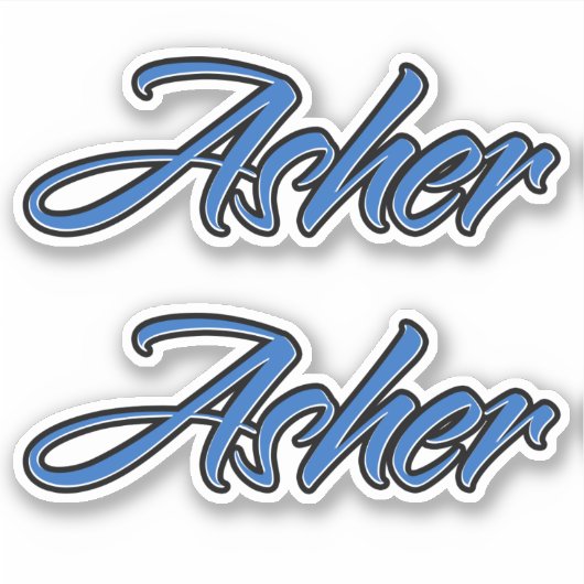 Asher Name blue Aufkleber Sticker Stickerset シール (正面)