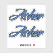 Asher Name blue Aufkleber Sticker Stickerset シール (シート)