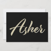 Asher Name white gold Handwriting Karte カード (正面)