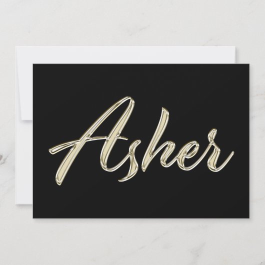 Asher Name white gold Handwriting Karte カード (正面)