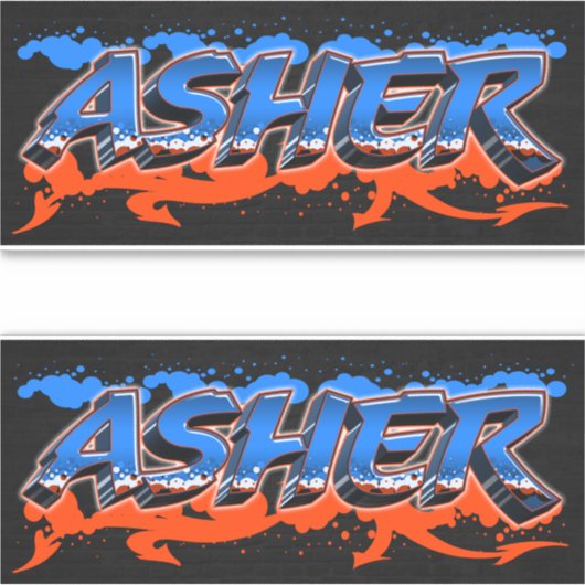Asher Vorname Name Graffiti Aufkleber Sticker シール (正面)