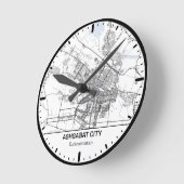 Ashgabat Clock City Line Art ラウンド壁時計 (傾斜)