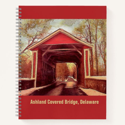 Ashland Red Covered Bridge in Delaware on Red Note ノートブック (正面)