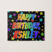 「ASHLEY」名、おもしろい「ハッピーバースデー」 ジグソーパズル (横)