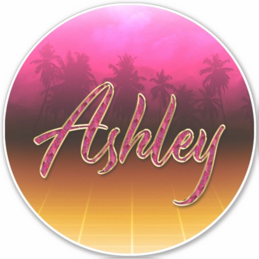 Ashley Vorname Name golden pink Aufkleber Sticker シール (正面)