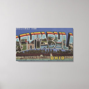 Ashtabula、オハイオ州-大きい手紙場面 キャンバスプリント