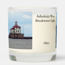 Ashtabula West Breakwater Light glass candle