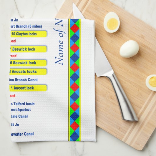 Ashton運河のルートのイギリスの水路の黄色 キッチンタオル (四つ折り)
