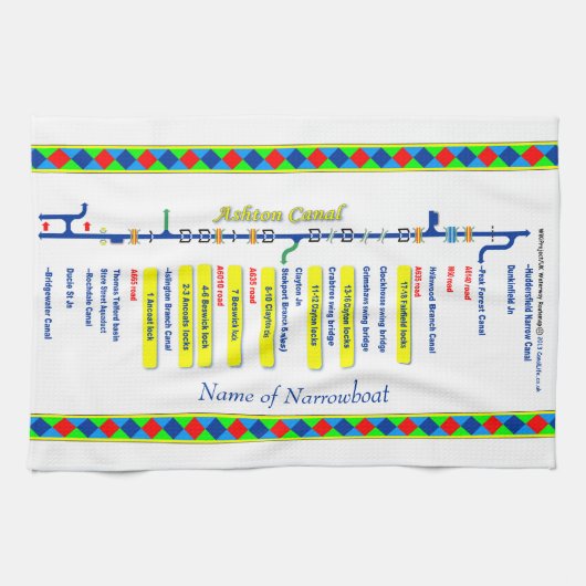 Ashton運河のルートのイギリスの水路の黄色 キッチンタオル (横)