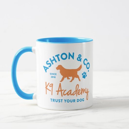 Ashton & Co. K9 アカデミー 11 oz. 2色 薄青ロゴ マグカップ (左)