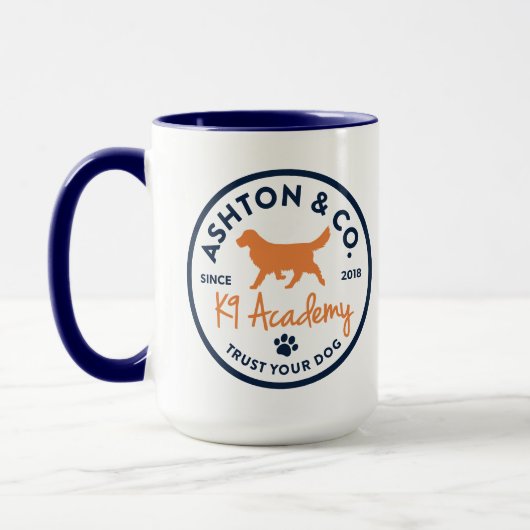 Ashton & Co. K9 アカデミー 444ml 2重構造 ネイビー サークル マグカップ (左)