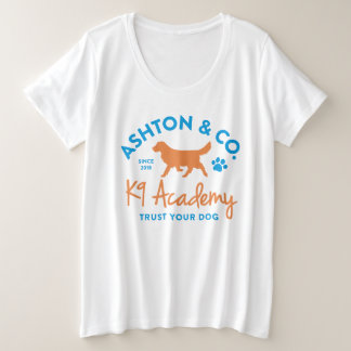 Ashton & Co. K9 Academy レディース 2色ロゴ ホワイト プラスサイズTシャツ