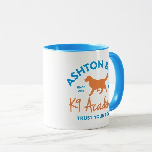 Ashton & Co. K9 Academy 11 oz. 2c. Light Blue Logo マグカップ (正面右)