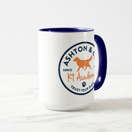 Ashton & Co. K9 Academy 15 oz. 2c. Navy Circle マグカップ (正面右)