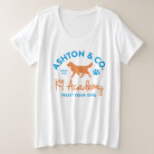 Ashton & Co. K9 Academy Women's 2c Logo White プラスサイズTシャツ (デザイン正面)