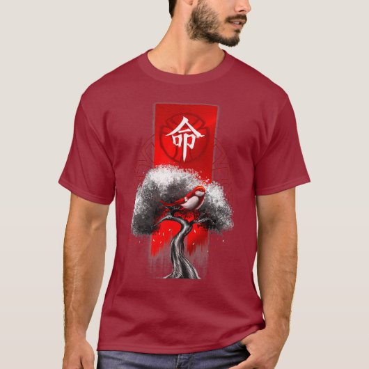 Asia Lotus Flower Koi Japan Temple Geisha Tシャツ (正面)