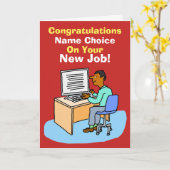 Asian会社員at Computer.新規ジョブ。 カード (黄色い花)