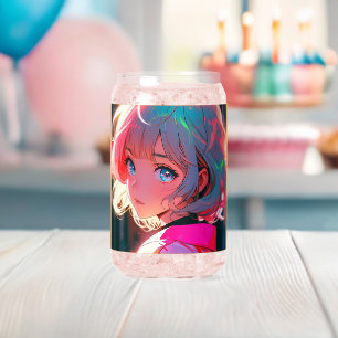 Asian anime cute girl design ガラス缶