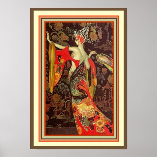 Asian Art Deco Poster  13 x 19 ポスター (正面)