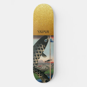 Asian Art Fish Gold Personalized Skateboard スケートボード