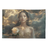 Asian Beauty With White Rose 枕カバー (裏面)