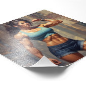 Asian BodybuilderがToned Absをオフに表示 フォトプリント (角)