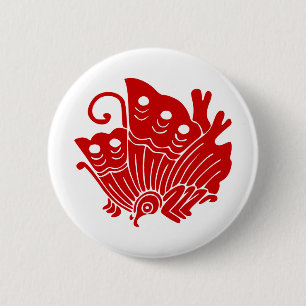 Asian Butterfly Japanese Kamon Design 缶バッジ