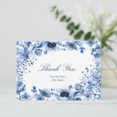 Asian Chinoiserie Light Blueフローラありがとう 招待状 (スタンド正面)