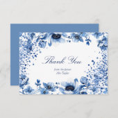 Asian Chinoiserie Light Blueフローラありがとう 招待状 (正面/裏面)