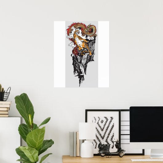 Asian dragon versus tiger. Graphic ART ポスター (ホームオフィス)